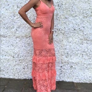 ASOS Coral Lace Maxi Dress Size 6